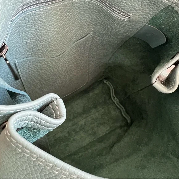 Longchamp Roseau Essential Grained Leather Sage Green Cuir Shoulder Tote Bag - Picture 7 of 9